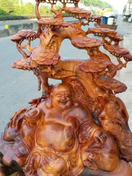 Di lặc nhất phúc - Gỗ Hương - 86cm x 68cm x 38cm