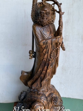 Đạt Ma Quá Hải gỗ mun sọc. Kt 81,5cm 33cm 23cm 