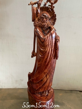 Đạt Ma gỗ cẩm siêu vân . Kt 55cm 15cm 12cm 