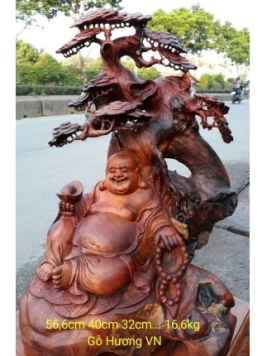 Di lạc ngồi gốc tùng gỗ Hương 