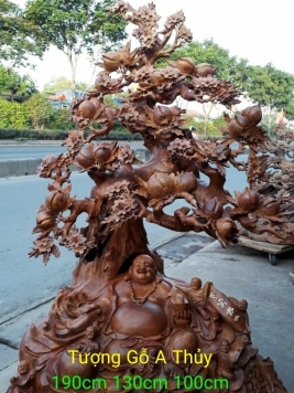 DI LẠC NGŨ PHÚC NGỒI GỐC ĐÀO KHỦNG  ,  Gỗ Hương Việt.  