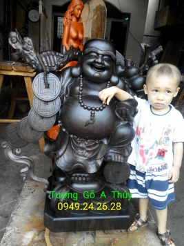 DI LẠC GÁNH TIỀN .  GỖ MUỒNG XANH ,  kt 89cm 60cm 46cm