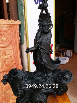 Đạt Ma Quá Hải Gỗ Mun Sừng Quý Hiếm. Kt 67cm 42cm 20cm .  