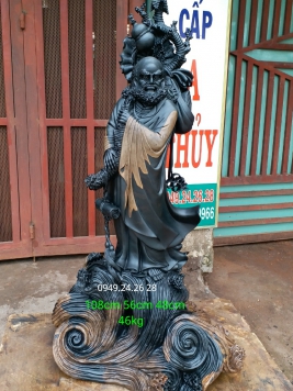 Đạt Ma Gỗ Mun Sừng Quý Hiếm.  Kt 108cm 56cm 48cm 