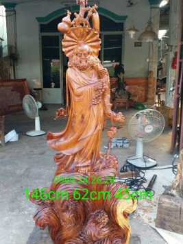 Đạt Ma Quá Hải.  Gỗ Hương  việt . kt 146cm 62cm 45cm 