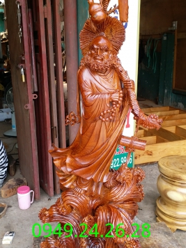 Đạt Ma Quá Hải . gỗ Hương Việt . kt 136cm 46cm 26cm 