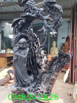 Đạt Ma gỗ Mun Sừng quy hiếm  . Kt 108cm 58cm 38cmn