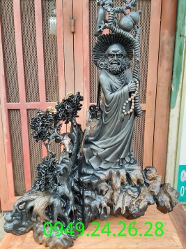 Đạt Ma gỗ Mun Sừng quy hiếm  . Kt 68cm 42cm 30cm 