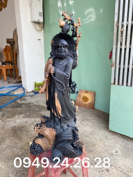 Đạt Ma Quá Hải. Gỗ Mun Sừng qúy hiếm. Kt 80cm 30cm 33cm 