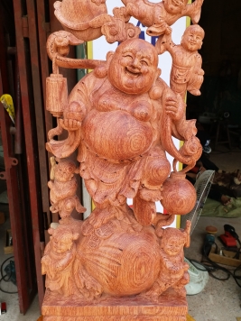 Di lạc Ngũ Phúc gỗ Hương đá 