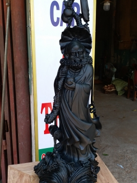 Đạt Ma Quá Hải Gỗ Mun Sừng Quý Hiếm. Kt 66cm 25cm 22cm 