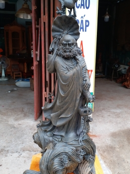 Đạt Ma Quá Hải  Gỗ Mun Sừng Quý Hiếm. , kt 75cm 30cm 26cm 