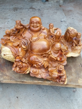 Di lạc ngũ phúc gỗ hương  kt 76cm 50cm36cm