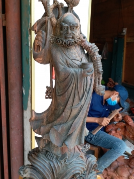 Đat Ma quá hải, gỗ cẩm chỉ, 70cm 30cm 18cm 