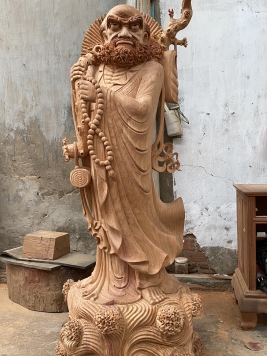 Đạt Ma Quá Hải - gỗ gõ đỏ kt : 174cm 62cm 50cm 