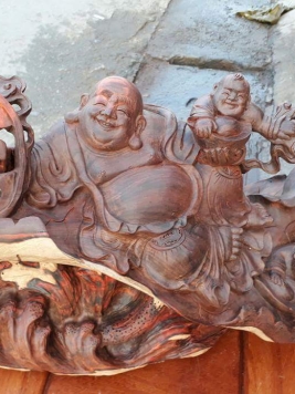 Di Lạc Nhất Phúc - Gỗ Trắc Việt - 52cm x 30cm x 20cm