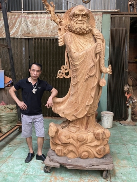 Đạt Ma Quá Hải gỗ gõ đỏ pachy kt : 2m32 90cm 60cm 