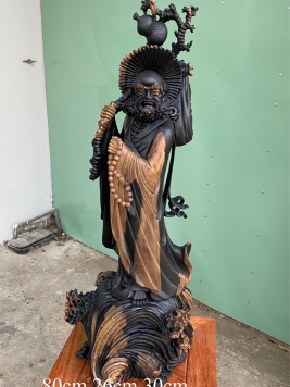 Đạt Ma Quá Hải gỗ Mun Sừng qúy hiếm. Kt : 80cm 26cm 30cm 