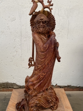 Đạt Ma Quá Hải gỗ Cẩm siêu vân . Kt : 48cm 22cm 17cm 