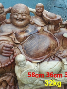 Di lặc ngồi ngũ phúc - 58cm x 36cm x 32cm