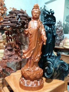 Phật bà Quan Âm - Gỗ Hương - 60cm x 17cm x18cm