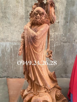 Đạt Ma Quá Hải - gỗ Hương Việt - kt 1m08 - 0,44m- 0,3m