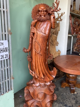 Đạt Ma Quá Hải, gỗ gõ đỏ , kt : 230cm 70cm 55cm 