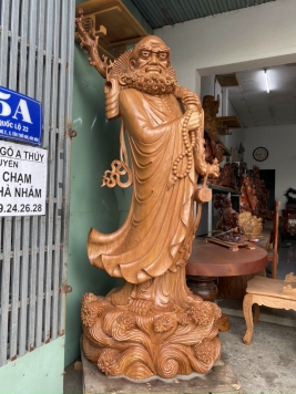 Đạt Ma Quá Hải gỗ gõ đỏ khủng . Kt 2m34cm -0,90m-0,65m