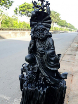 Đạt Ma phục hổ - Gỗ mun 92cm x 40cm x 30cm