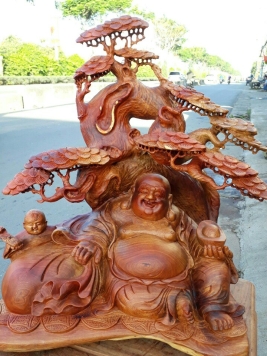 Di lặc nhất phúc - Gỗ Hương - 58cm x 48cm x 32cm