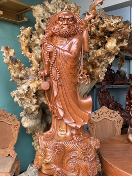 Đạt Ma Quá Hải gỗ gõ đỏ. Kt 172cm 65cm 55cm 