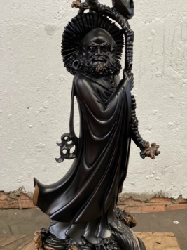 Đạt Ma Quá Hải gỗ mun sừng qúy hiếm. Kt 64cm 25cm 18cm 