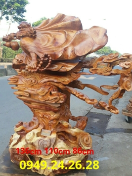 Đạt Ma Sư Tổ - Gỗ hương Việt - 136cm x 110cm x 86cm