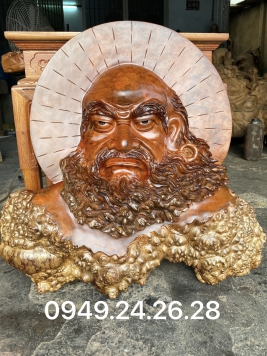 Diện Tổ Đạt Ma gỗ nu xá xị . Kt 74cm 13cm 74cm 