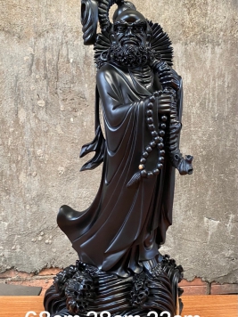 Đạt Ma Quá Hải gỗ Mun Sừng qúy hiếm. Kt 68cm 28cm 22cm 