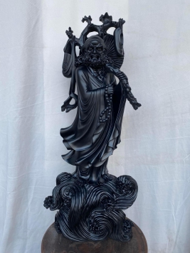 Đạt Ma Quá Hải gỗ mun qúy hiếm. Kt : 69cm 29cm 20cm 