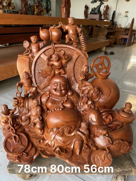 Di lạc cửu phúc . Kt 80cm 78cm 56cm. Gỗ hương việt 