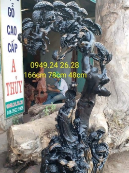 Đạt Ma du ngoạn  gỗ Mun Sừng quy hiếm  . Kt 166cm 78cm 48cm 