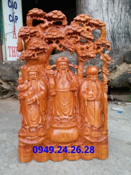 Phúc Lộc Thọ....gỗ Hương đá..kt 80cm 50cm 17cm 