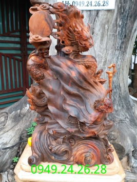 Đạt Ma Hàn Long  .. gỗ Trắc đỏ đen ...kt 68cm 36cm 26cm 