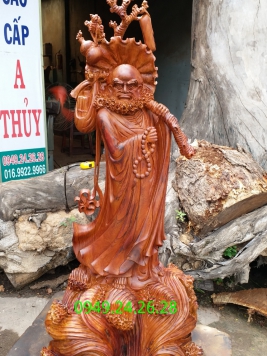 Đạt Ma Quá Hải.  Gỗ Hương Việt.  Kt 116cm 48cm 40cm 