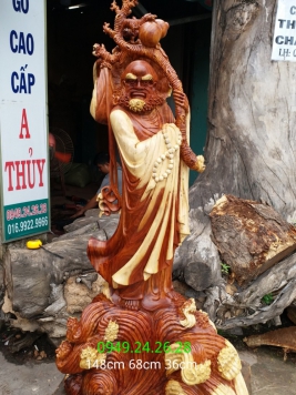Đạt Ma Quá Hải  . Gỗ Hương . Kt 148cm 68cm 36cm 