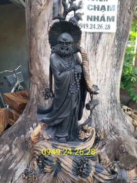 Đạt Ma Quá Hải  gỗ Mun Sừng quy hiếm  . Kt 86cm 45cm 30cm .... 