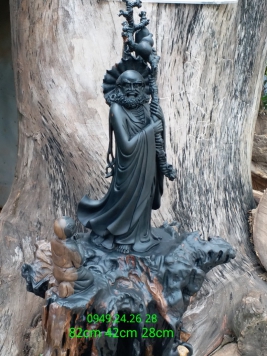 Tp Đạt Ma Sư Tổ chiêu nạp đệ tử.   gỗ Mun Sừng quy hiếm  .  Kt 82cm 42cm 28cm 