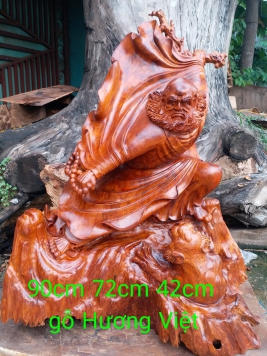 Đạt Ma Phục Hổ.  Gỗ Hương Việt 