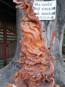 Đạt Ma Hàn Long... Gỗ Trắc đỏ đen ...kt 81cm 40cm 30cm 