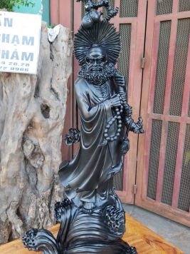 Đạt Ma Quá Hải gỗ Mun Sừng quy hiếm  . Kt 80cm 33vcm 23cm 