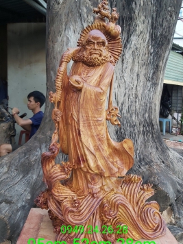 Đạt Ma Quá Hải, gỗ Hương Việt.  Kt 95cm 52cm 28cm 
