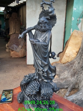 Đạt Ma Quá Hải gỗ Mun Sừng quy hiếm  . Kt 67cm 30cm 25cm 