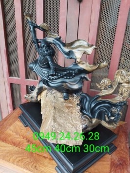 ĐẠT MA  ĐI QUYỀN.  Gỗ Mun Sừng quy hiếm.  Kt 45cm 40cm 30cm 